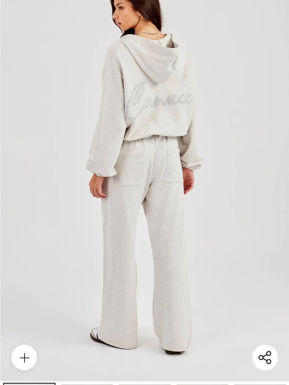 Zara Light Gray Cropped Hoodie & Wide-Leg Sweatpants Set